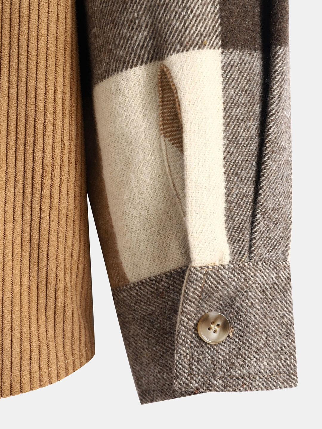 Relax Fit Flannel Ruit Corduroy Patchwork Hoodie Shirt & Rechte Pijpen Corduroy Broek