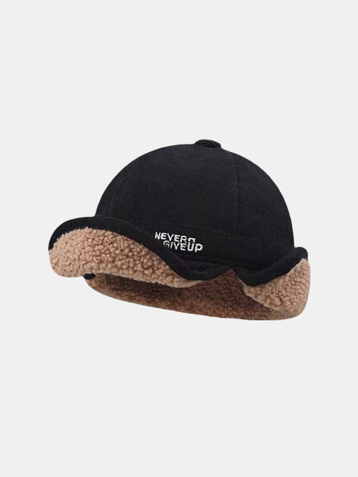 Cotton Sherpa Lining Warm Earmuffs Hat