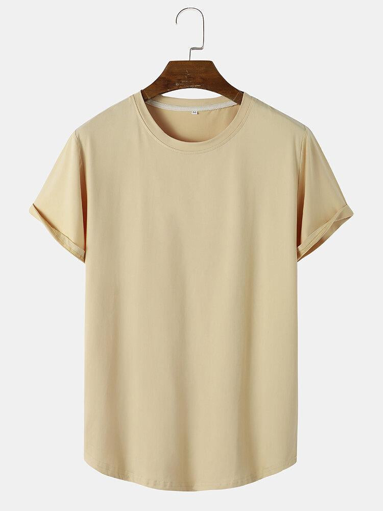 Solid Kleur Arc Hem T-Shirt
