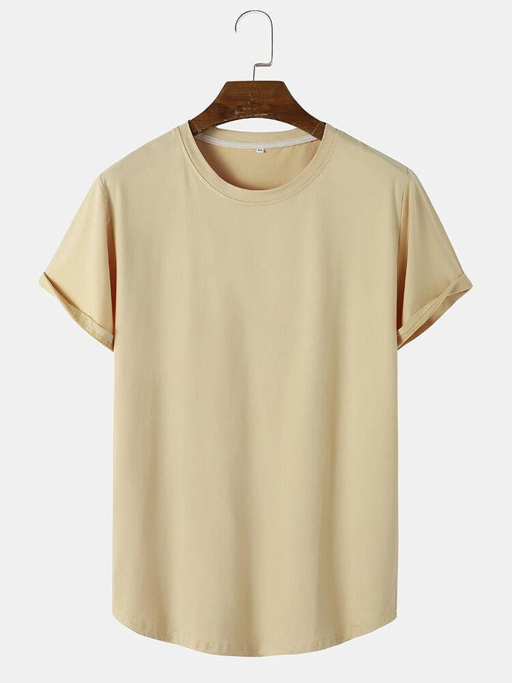 Solid Kleur Arc Hem T-Shirt