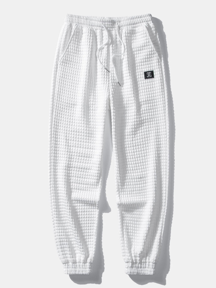 Long Sleeve Waffle Bow Hem T-Shirt & Jogging Pants