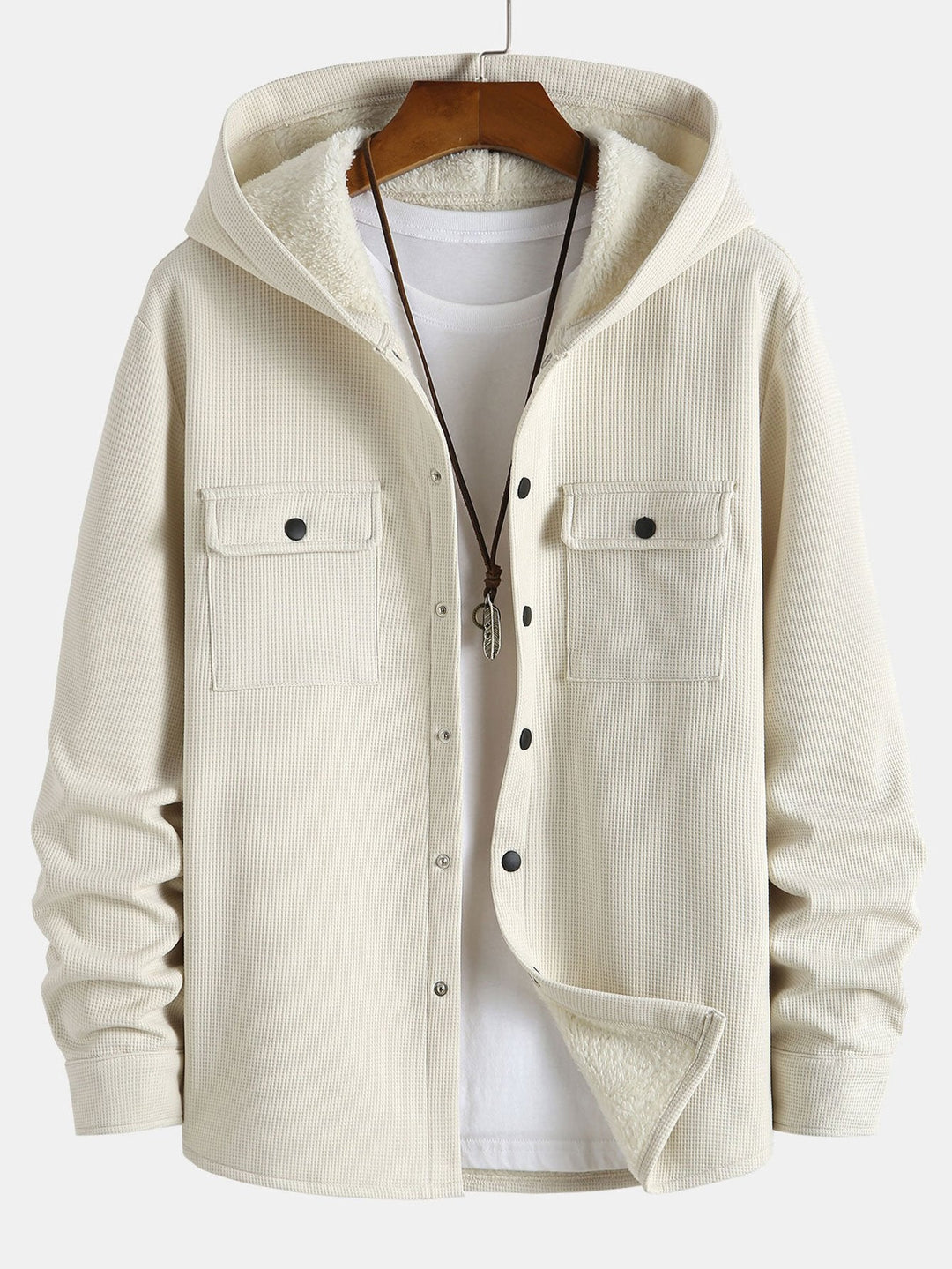 Waffle Hoody Fleece Lined Shirt