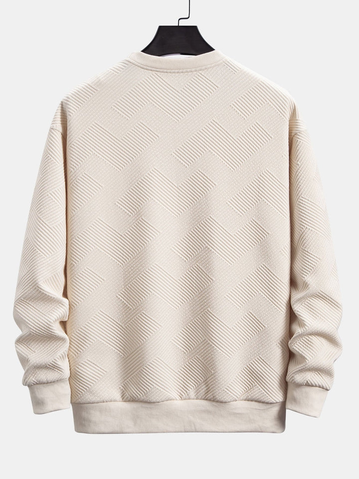 Relax Fit Geometrisch Gestreept Sweatshirt & Trekkoord Corduroy Cargo Jogger Broek