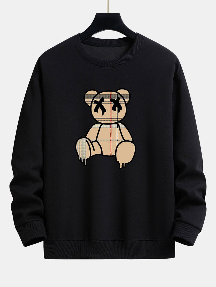 Geruite patroon oplosbare beerprint relax fit sweatshirt & trekkoord corduroy cargo jogger broek
