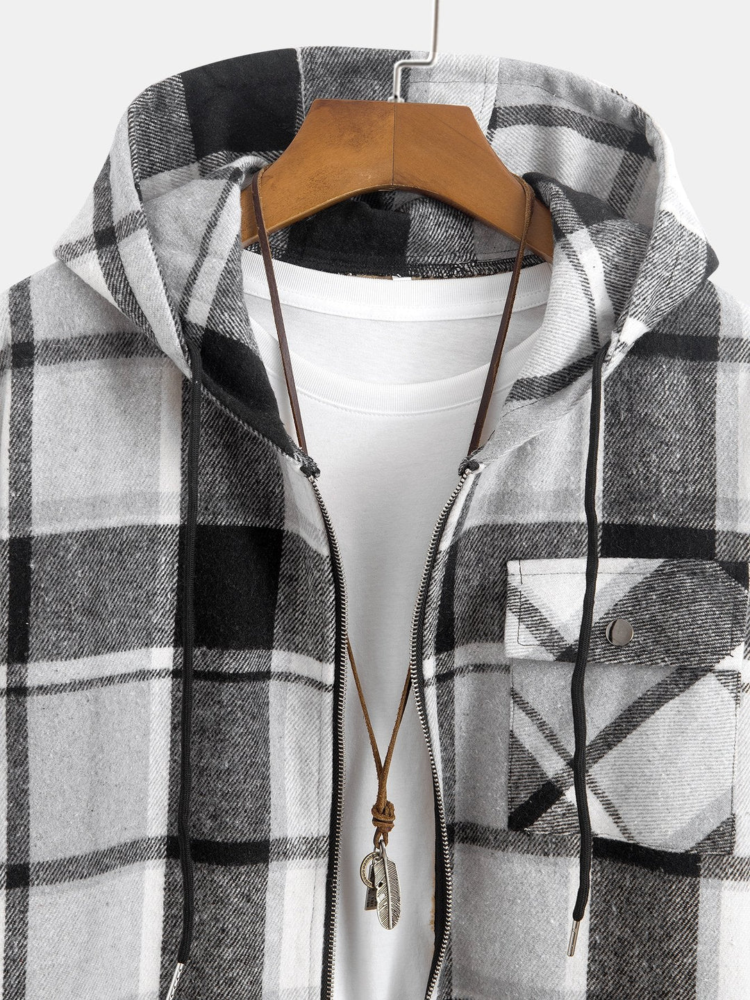 Teddy Gevoerde Flanellen Geruite Hoodie Shirt