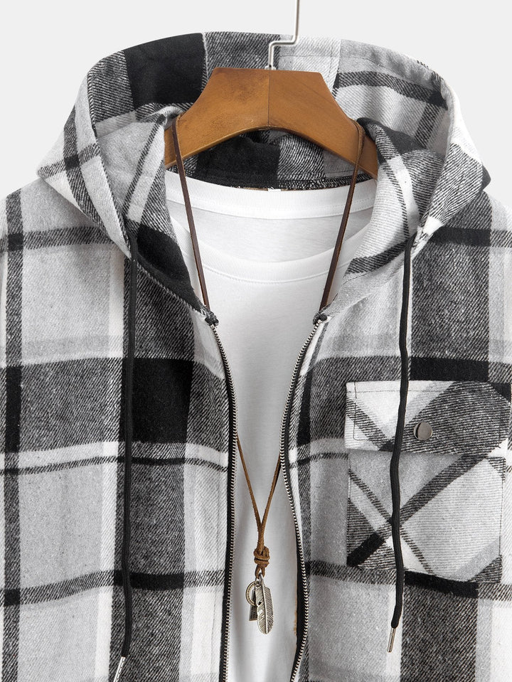 Teddy Gevoerde Flanellen Geruite Hoodie Shirt
