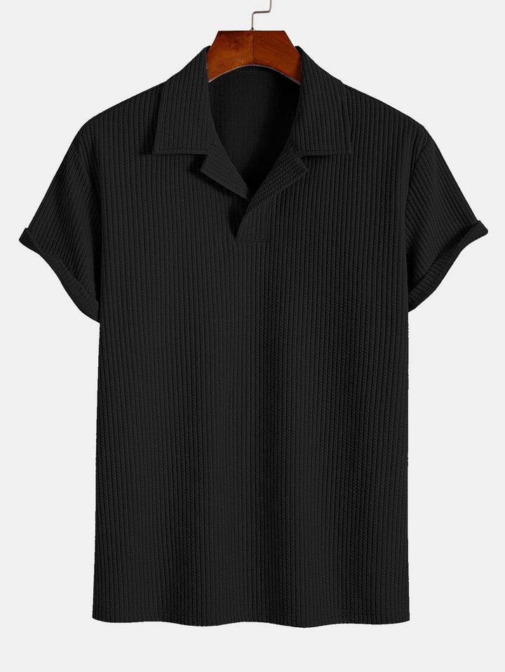 Geribbelde Cubaanse Kraag Polo & Rechte Geribbelde Broek