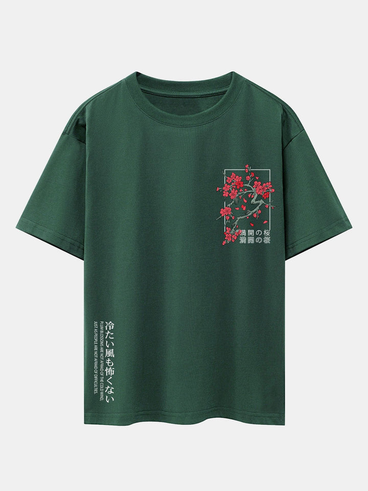 Kersenbloesem Slogan Print Drop Shoulder Oversized T-Shirt