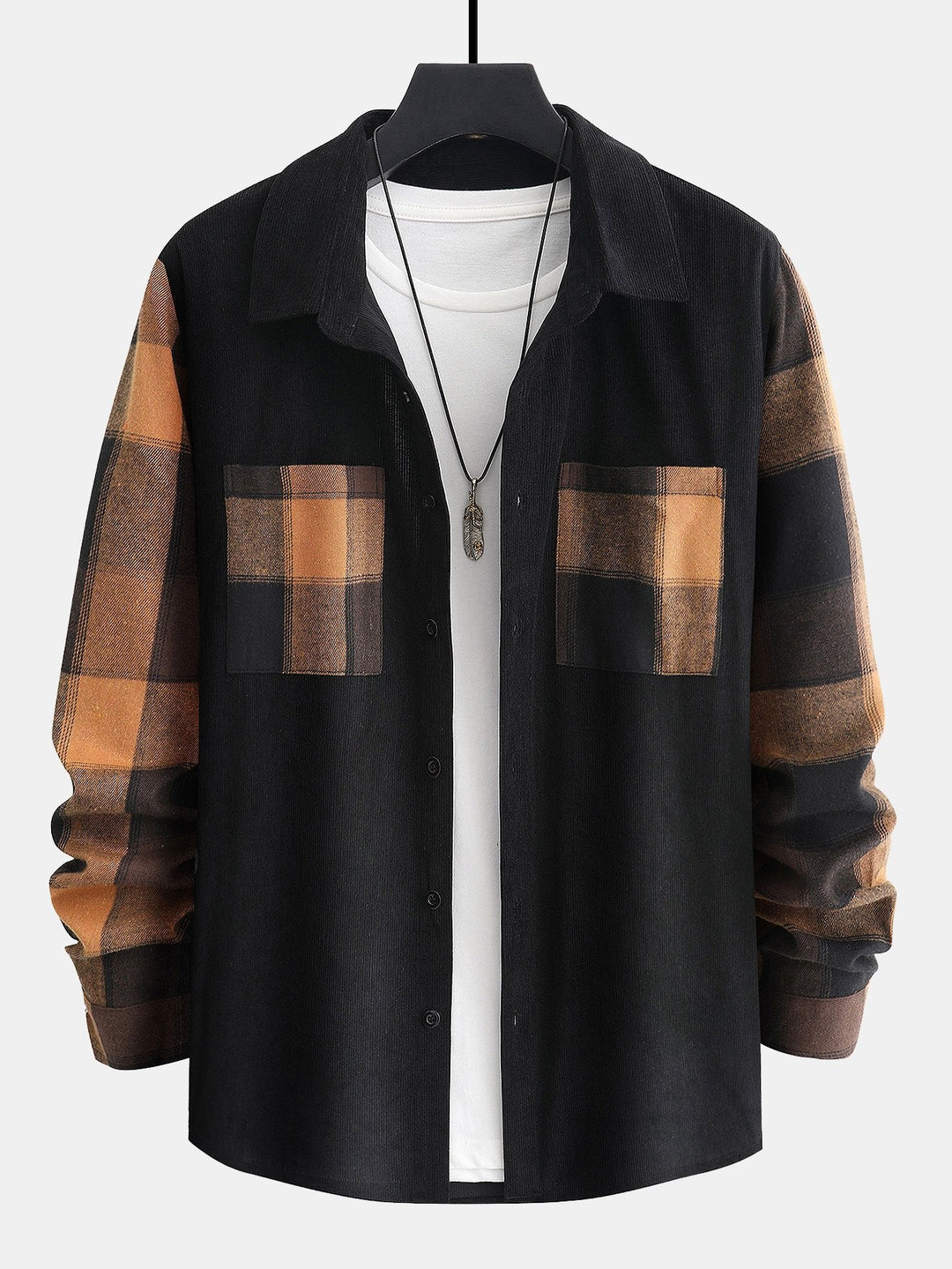 Geruite Corduroy Paneel Shirt