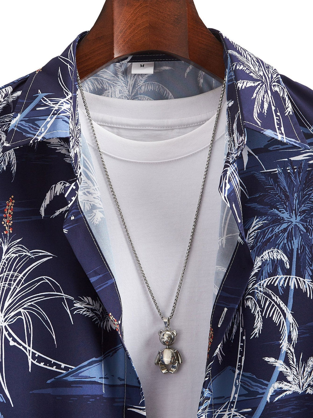 Palmboomprint Overhemd met Knopen & Zwemshorts