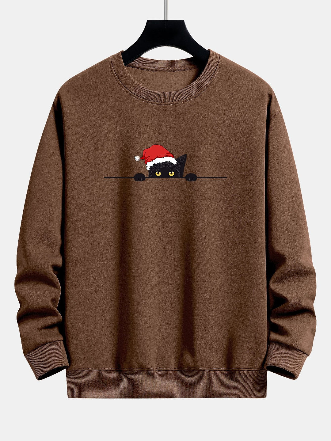 Kerst Zwarte Kat Print Relax Fit Sweatshirt