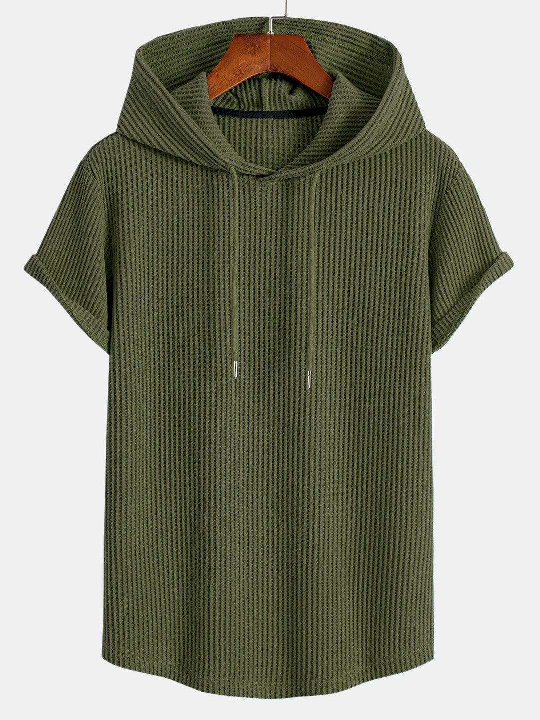 Gebreide Wafel Boog Hem Hoodie T-Shirt & Trekkoord Wafel Korte Broek
