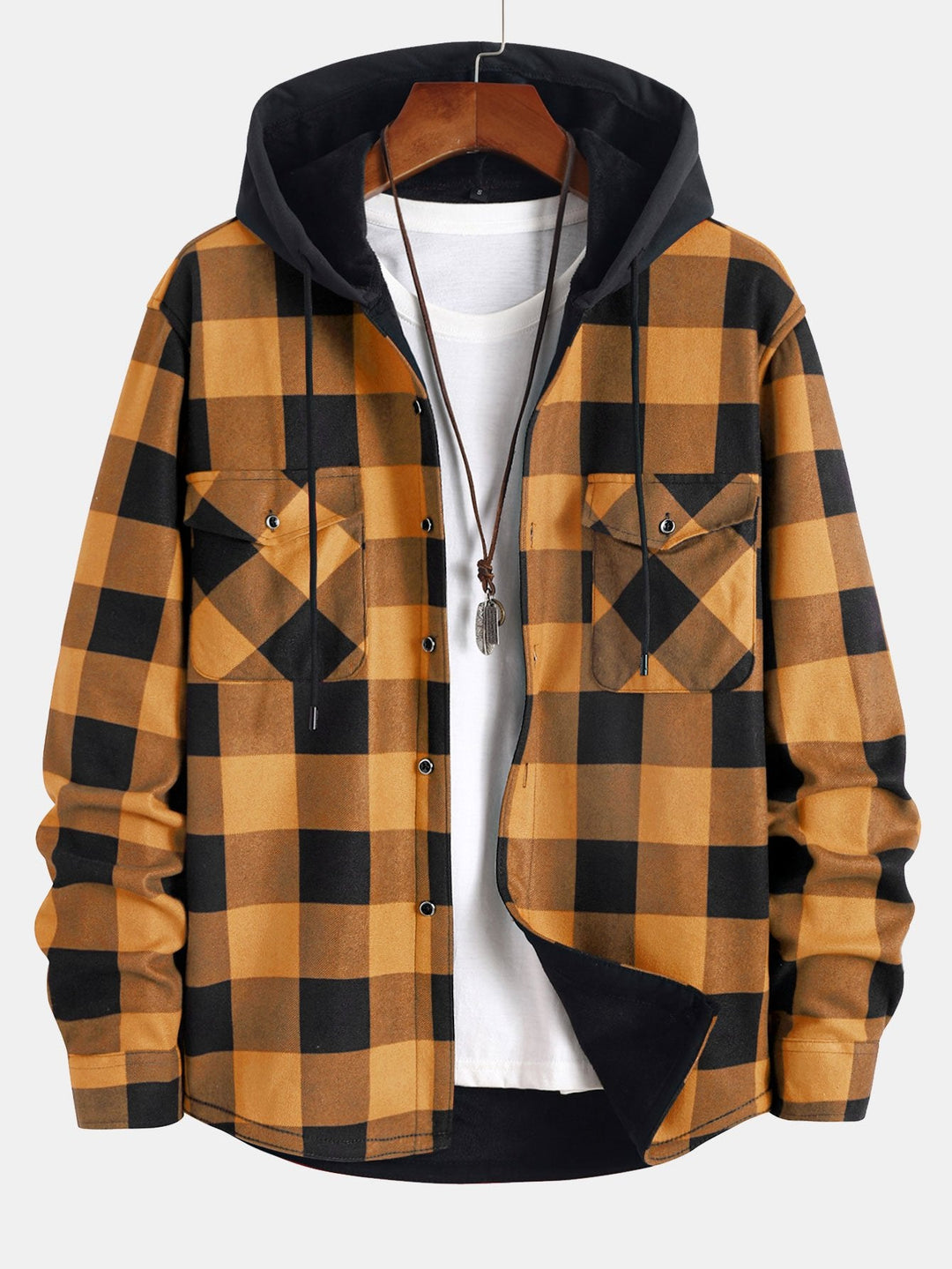 Flanellen fleece gevoerd hoodie shirt & jogger broek