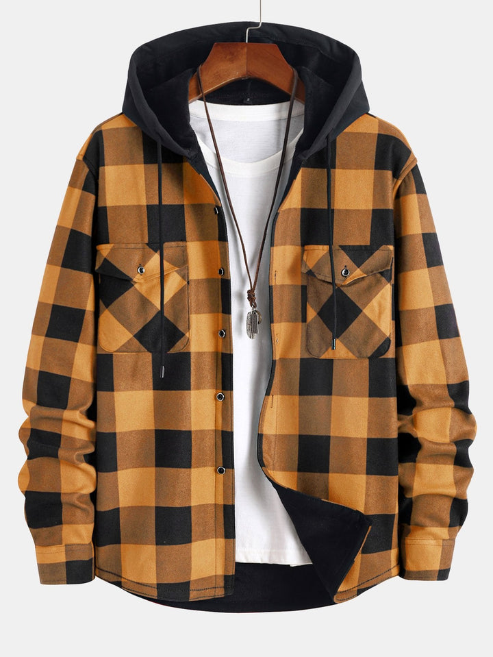 Flanellen fleece gevoerd hoodie shirt & jogger broek