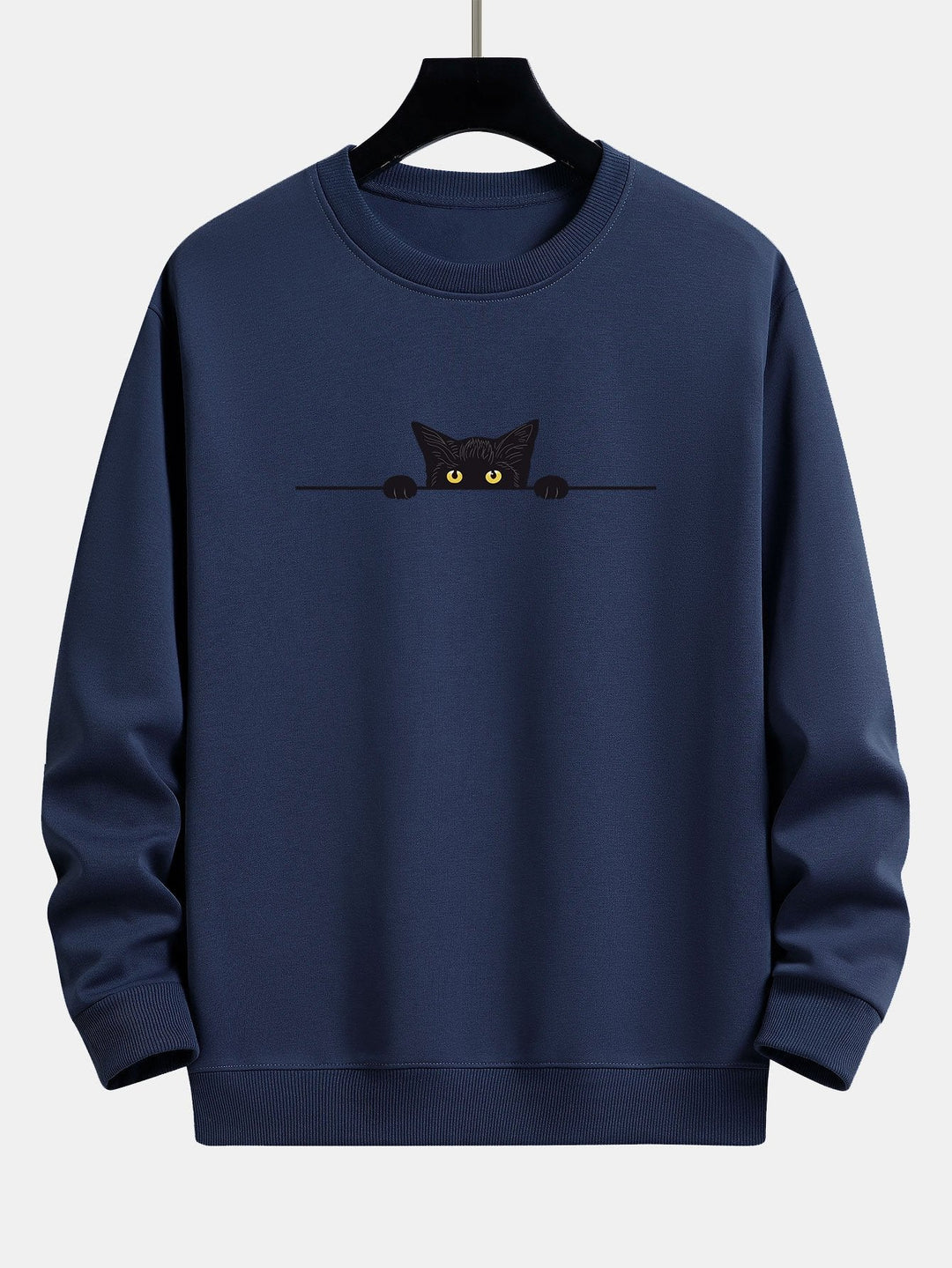 Zwarte Kat Print Relax Fit Sweatshirt & Joggingbroek