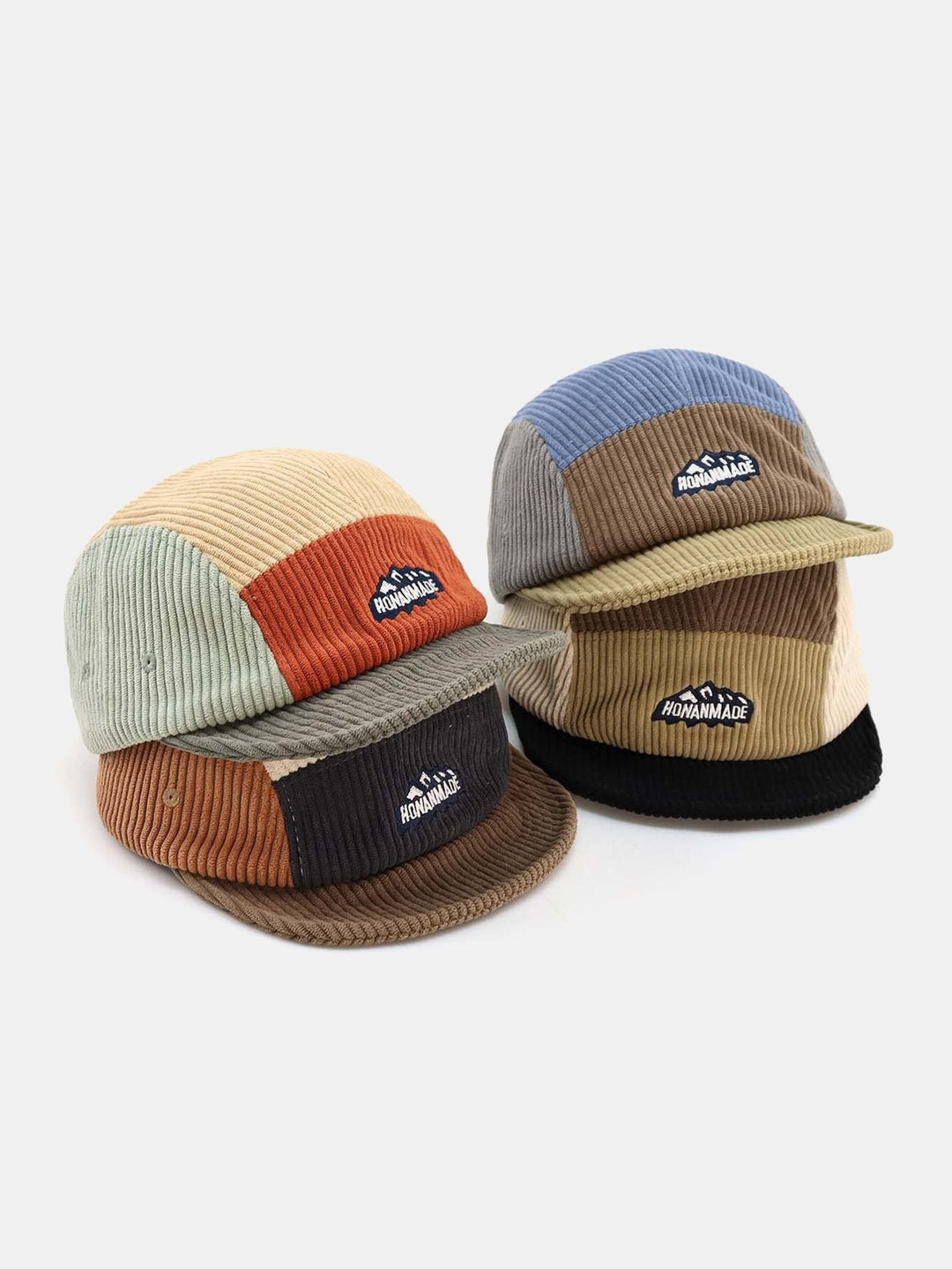 Slogan Patroon Kleur Blok Corduroy Baseball Cap