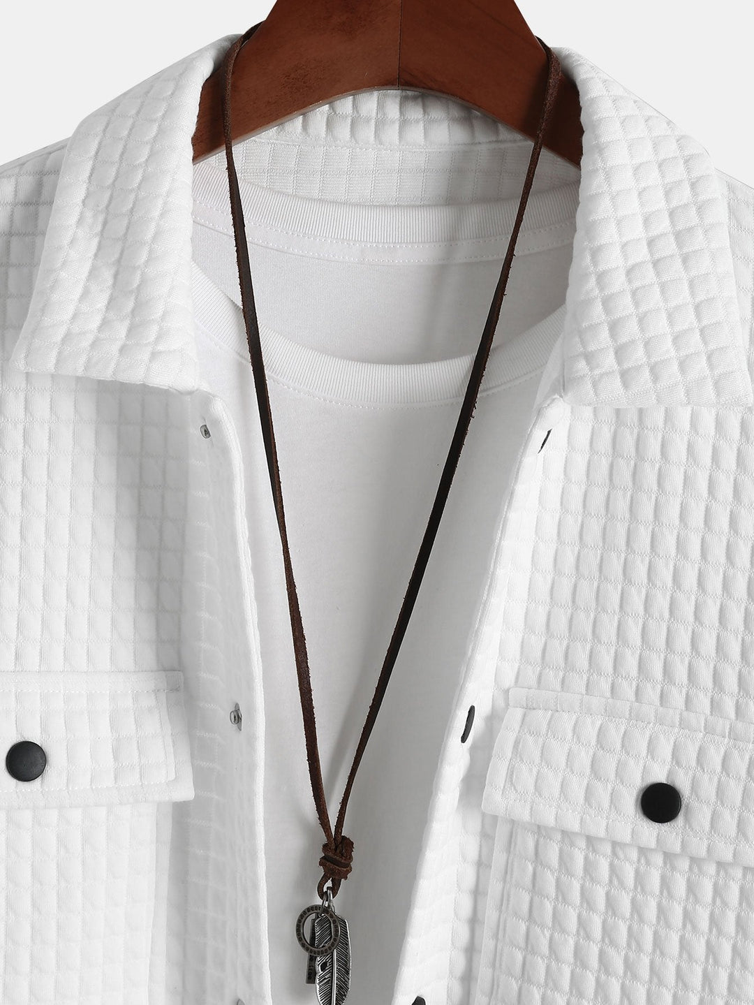 Gequilted Waffle Jacquard Overshirt & Trekkoord Waffle Joggingbroek
