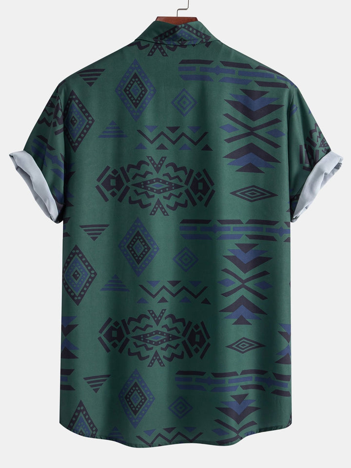 Azteeks Geometrisch Print Shirt & Zwemshorts
