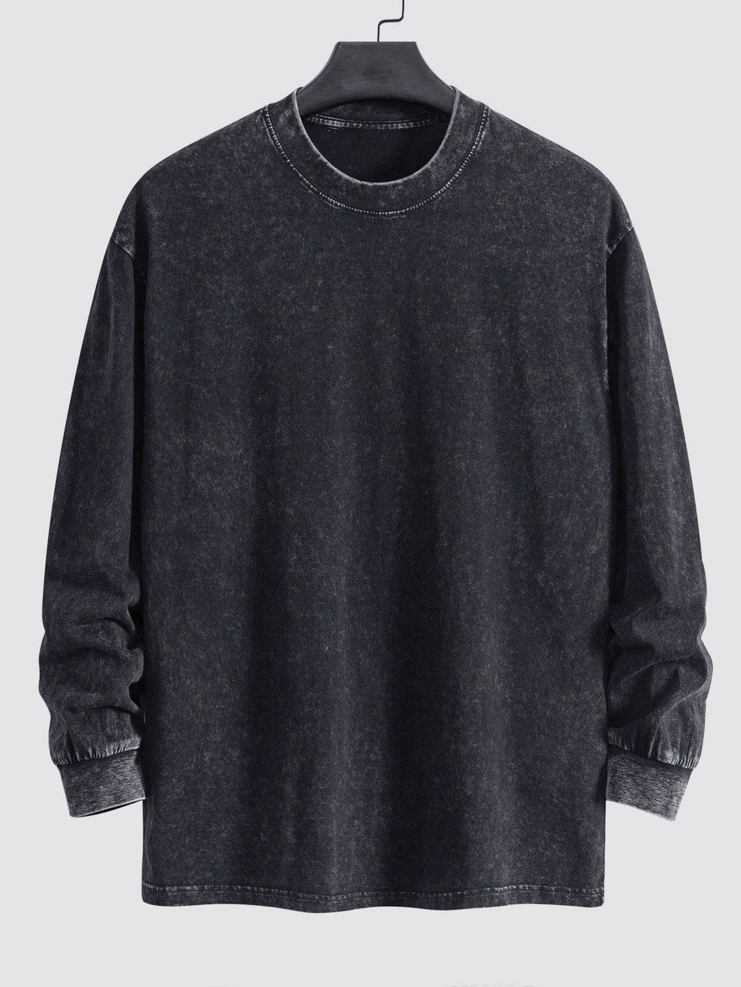 Relax Fit Lange Mouw Gewassen Versleten T-Shirt