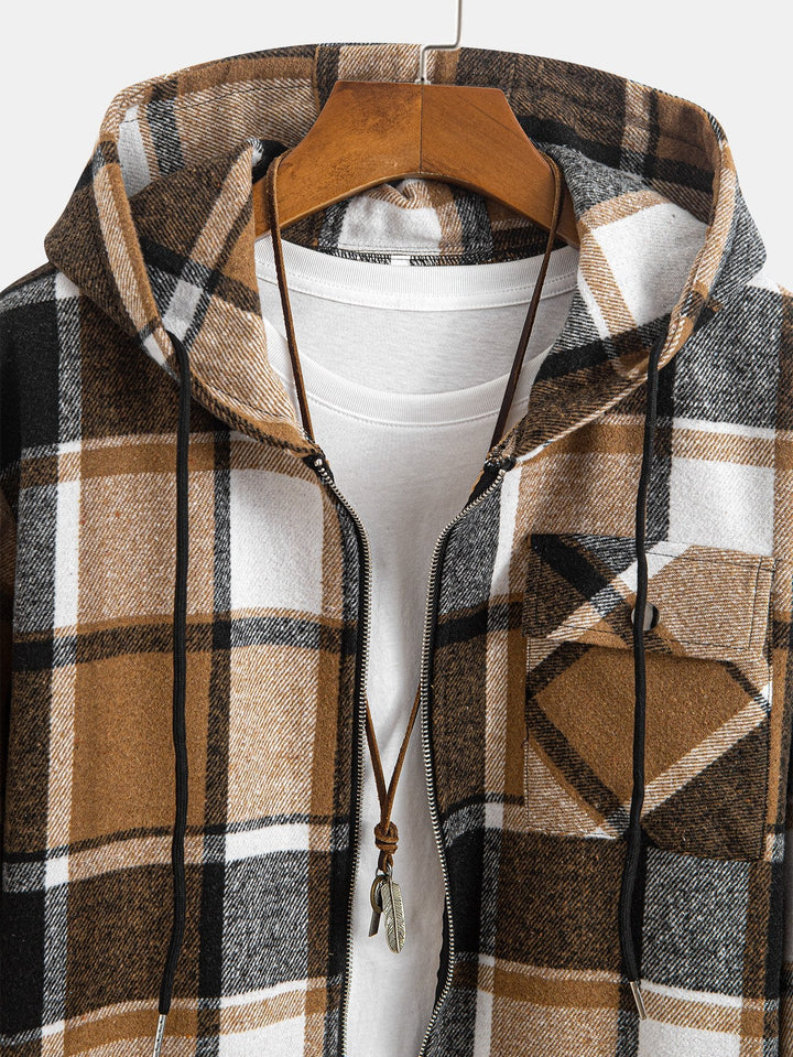 Teddy Gevoerde Flanellen Geruite Hoodie Shirt
