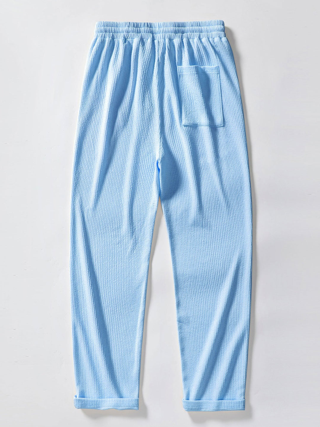 Muscle Fit Geribbelde Overhemd met Knopen & Rechte Geribbelde Broek