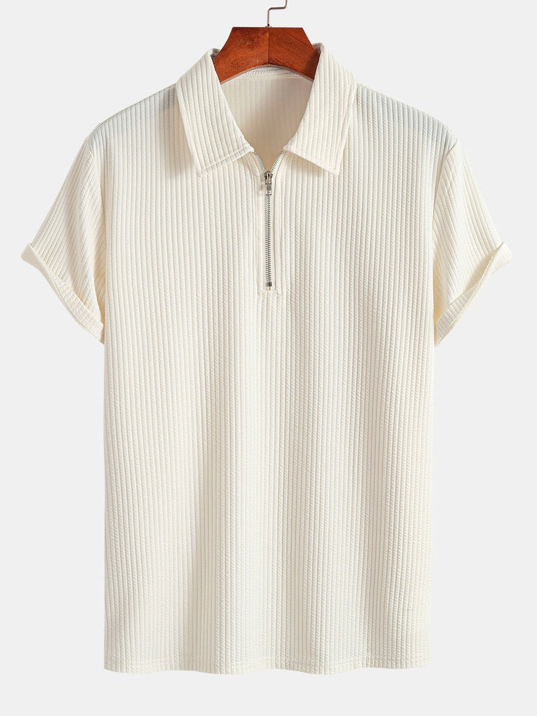 Muscle Fit Ribbed Half Zip Polo Shirt & Shorts