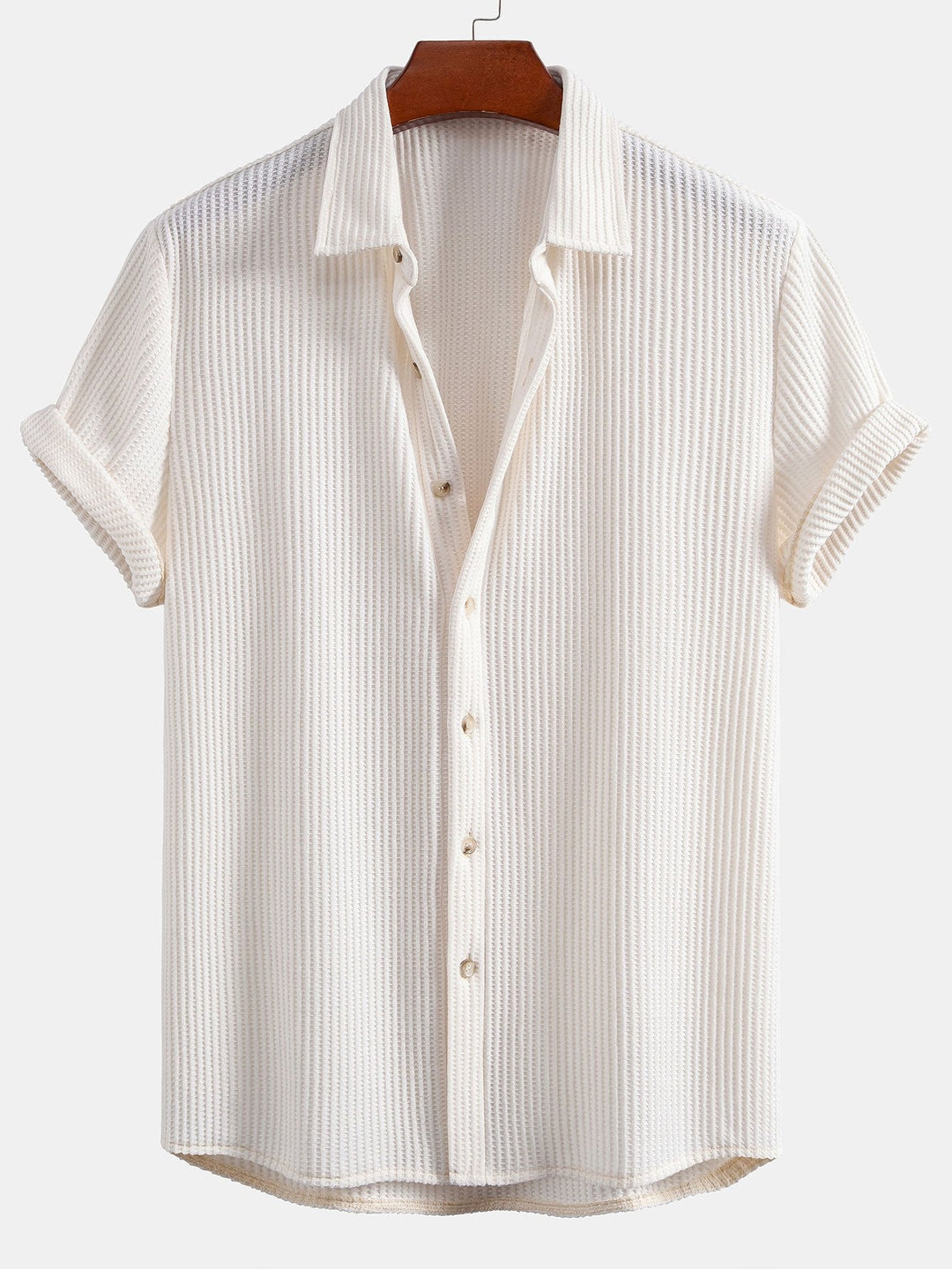 Wafel Knop-Up Shirt & Trekkoord Wafel Shorts