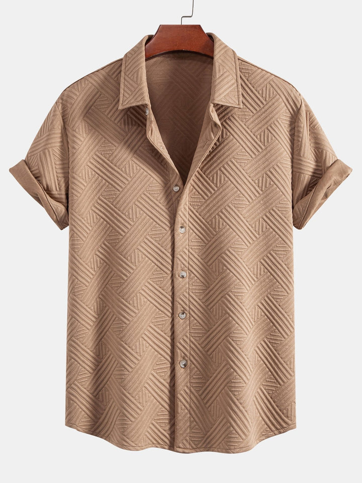 Textuur Jacquard Knop-Up Shirt & Shorts