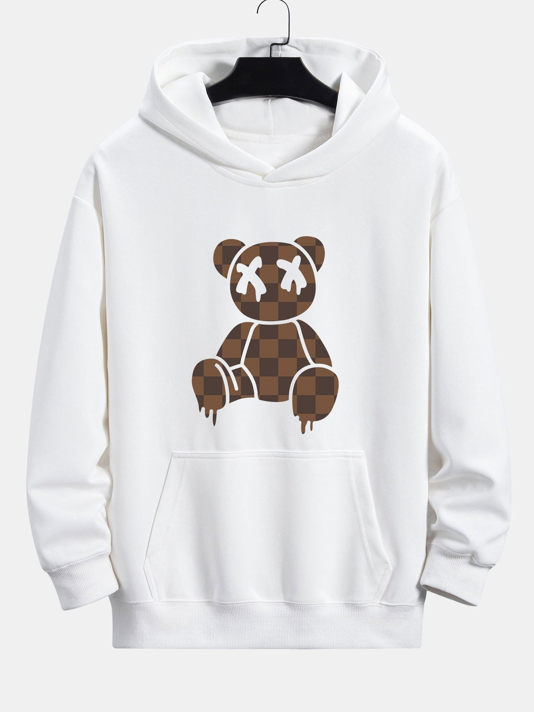 Geruite Oplosbare Beerprint Relax Fit Hoodie & Rechte Pijpen Corduroy Broek