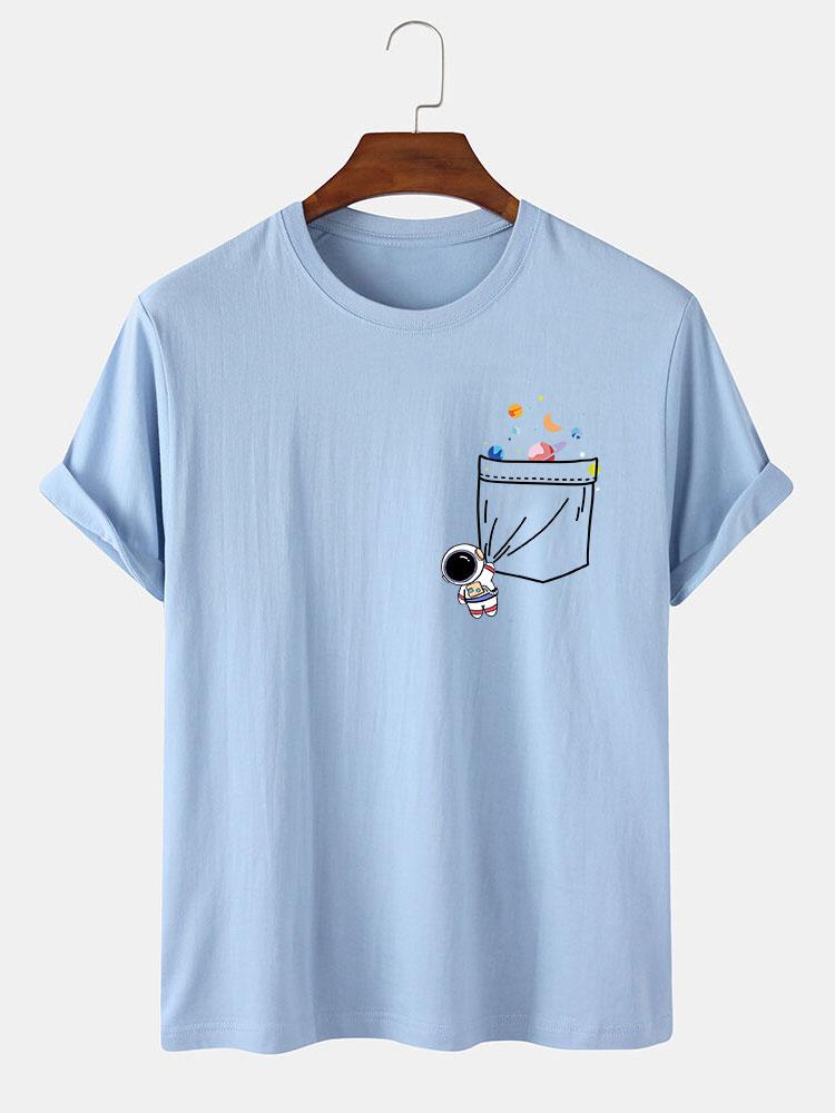 Astronaut Ruimte Pocket Print T-Shirt