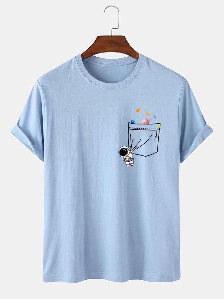 Astronaut Ruimte Pocket Print T-Shirt
