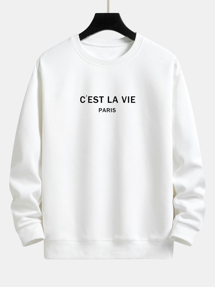 Paris Print Relax Fit Sweatshirt & Drawstring Corduroy Cargo Jogger Pants
