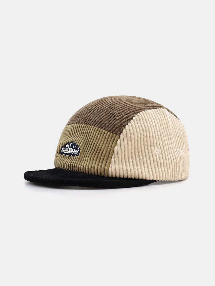 Slogan Patroon Kleur Blok Corduroy Baseball Cap