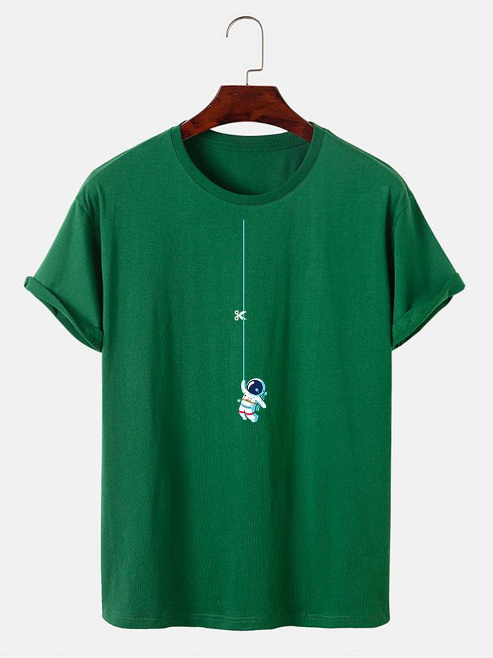 Astronaut Aan Een Touw Print T-Shirt
