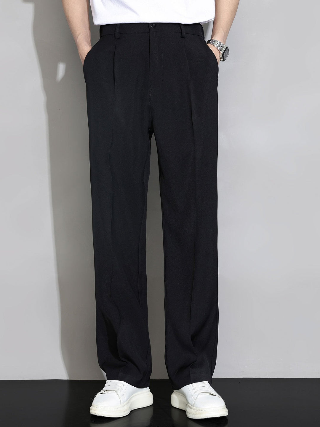 Relax Fit Elastische Taille Rechte Pijpen Broek