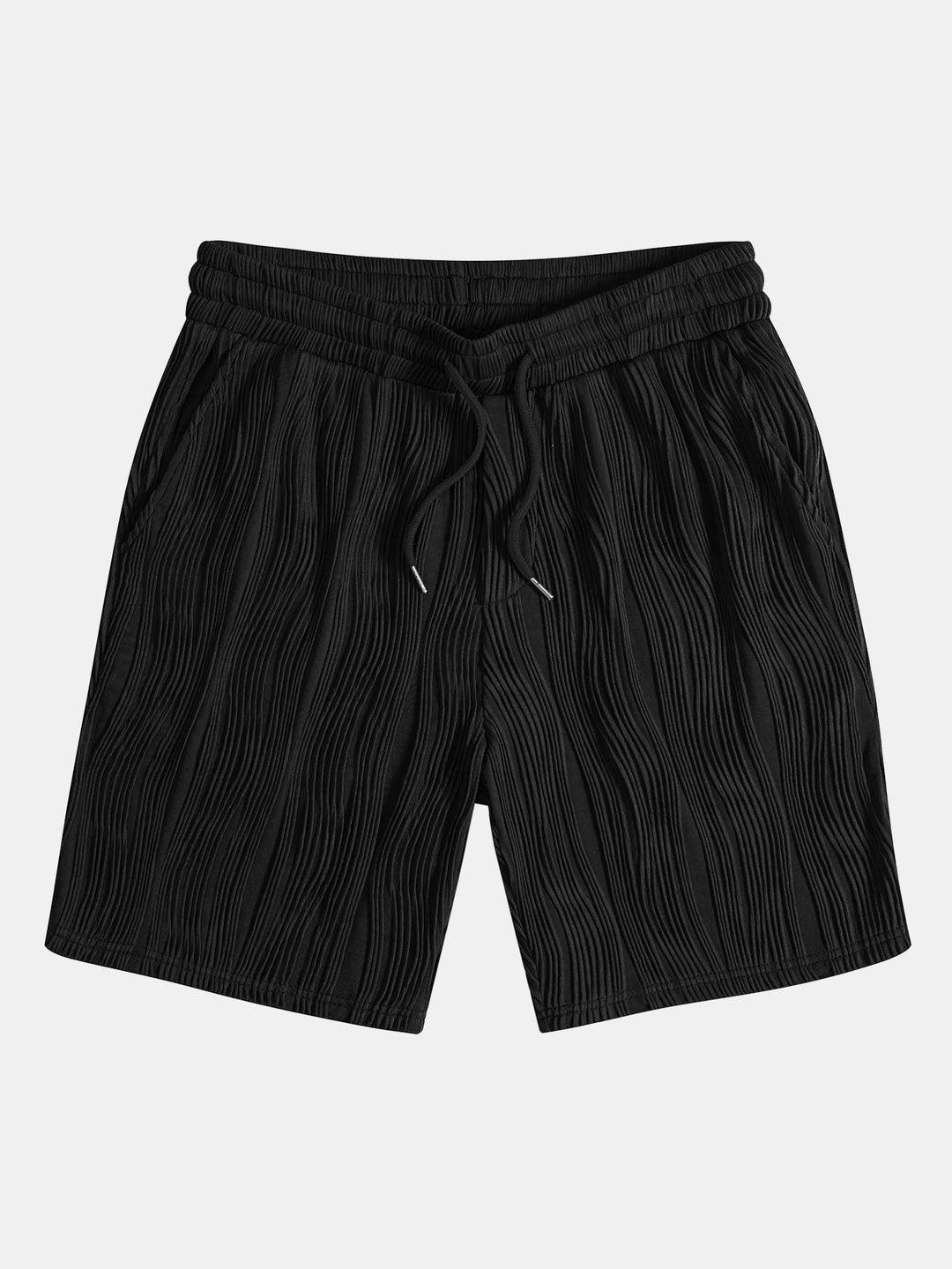 Wavy Texture Button-Up Shirt & Shorts
