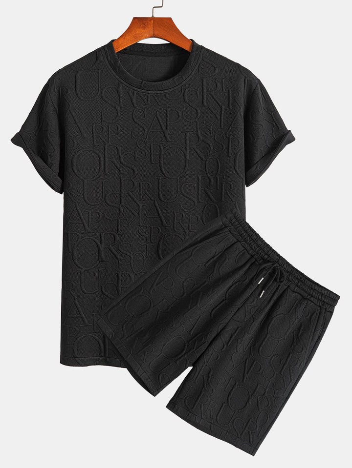 Letter Jacquard T-Shirt & Shorts