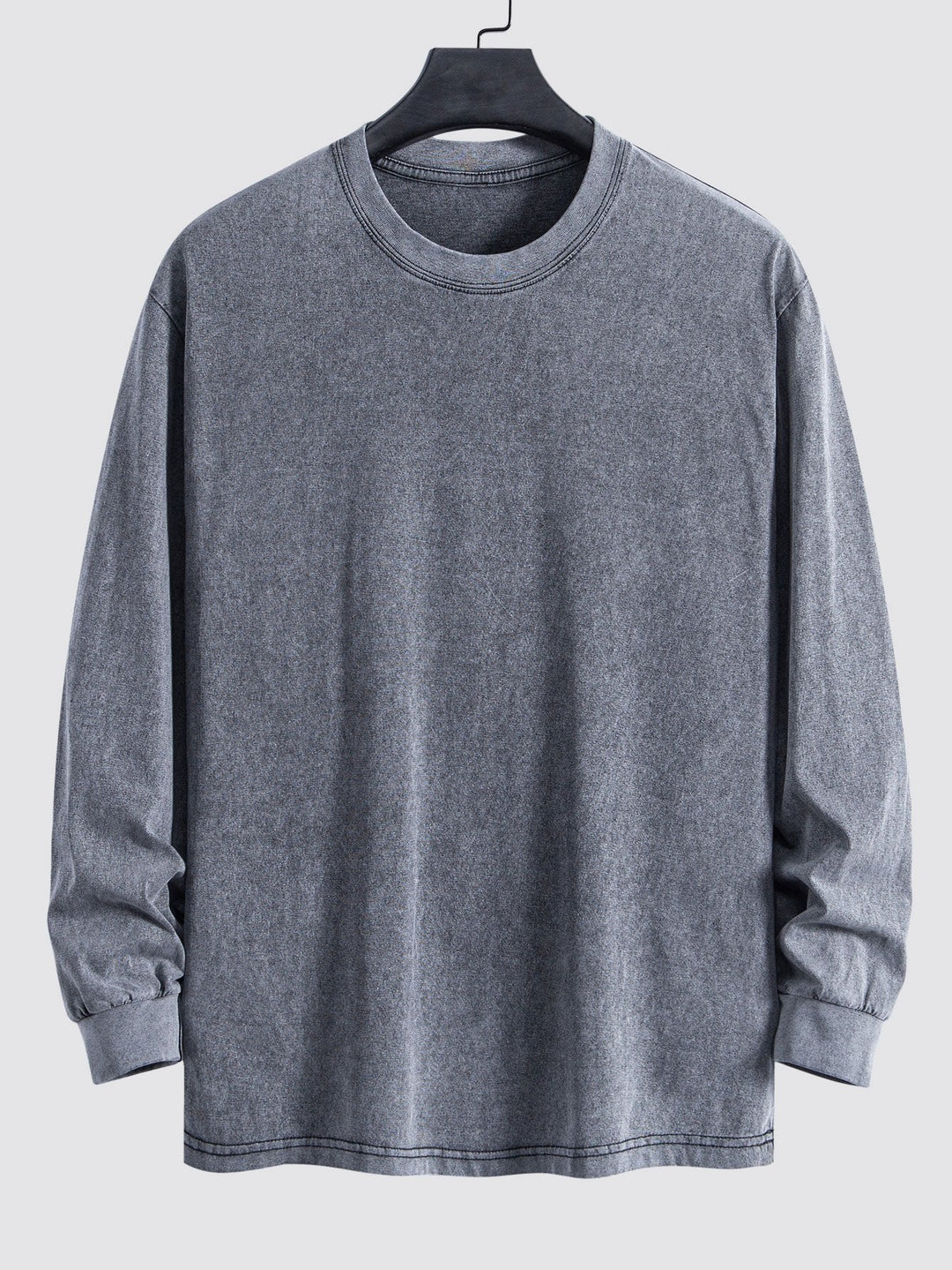 Relax Fit Lange Mouw Gewassen Versleten T-Shirt