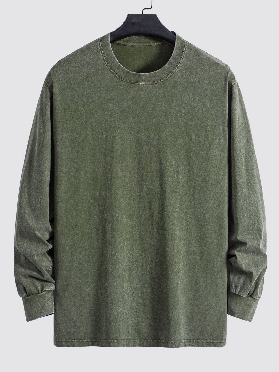 Relax Fit Lange Mouw Gewassen Versleten T-Shirt