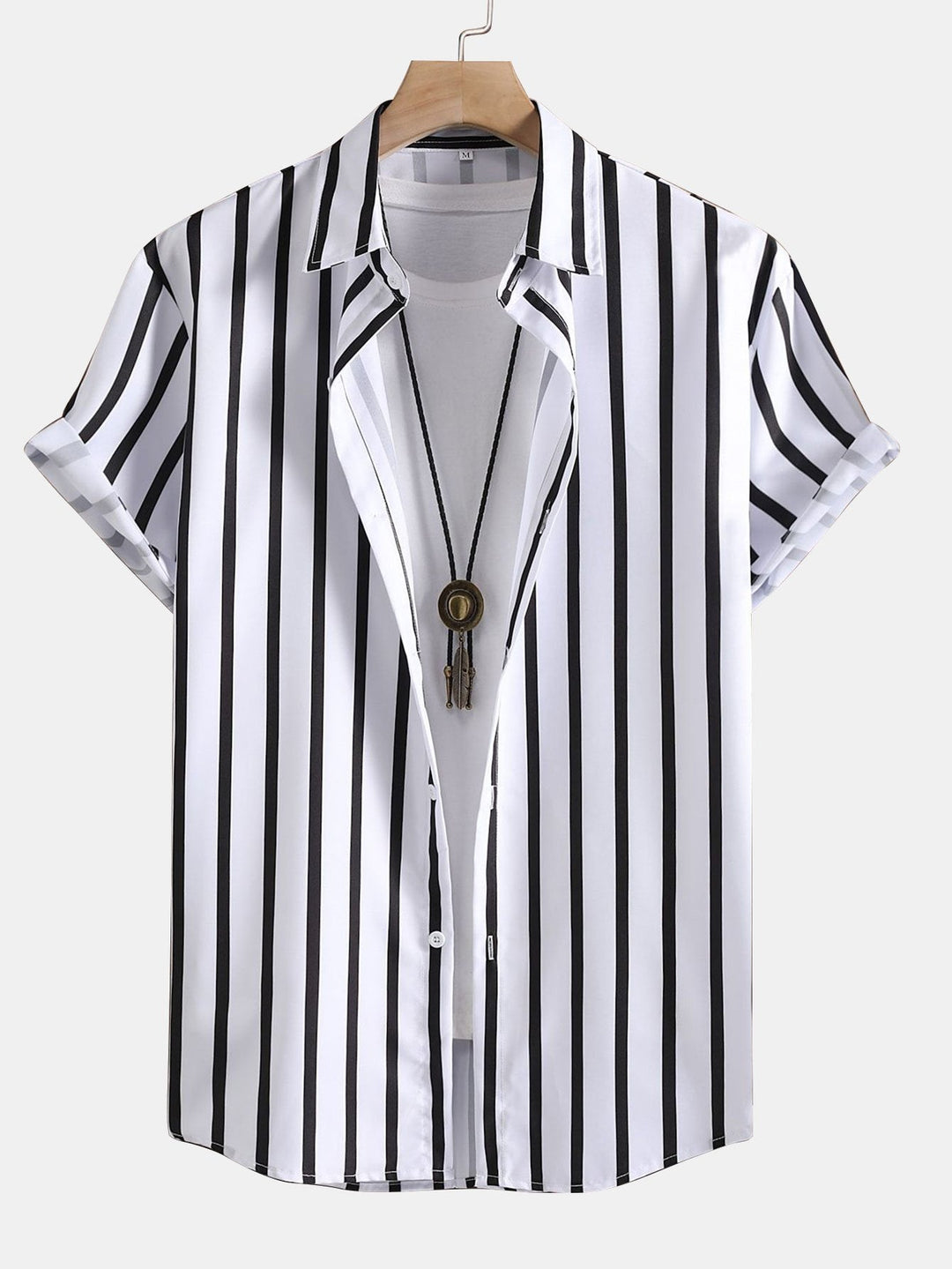 Gestreepte Print Knop-Up Shirt & Zwemshorts