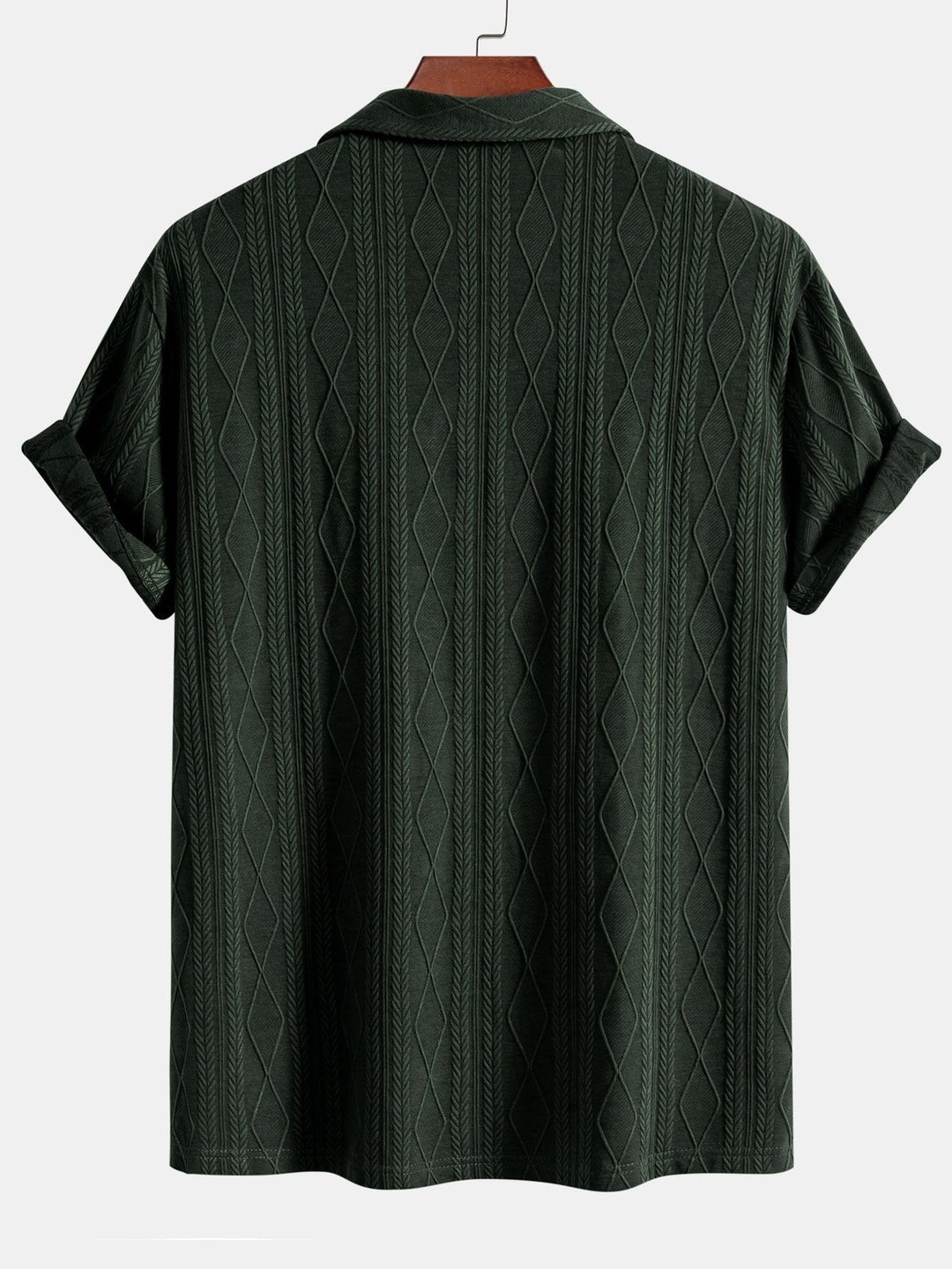 Gebreide Geometrische Ruit Jacquard Cubaanse Shirt & Rechte Linnen Broek