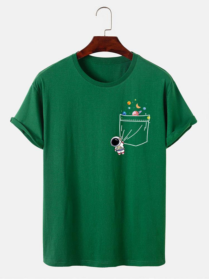 Astronaut Ruimte Pocket Print T-Shirt