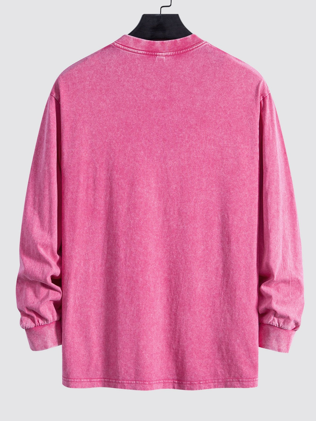 Relax Fit Lange Mouw Gewassen Versleten T-Shirt