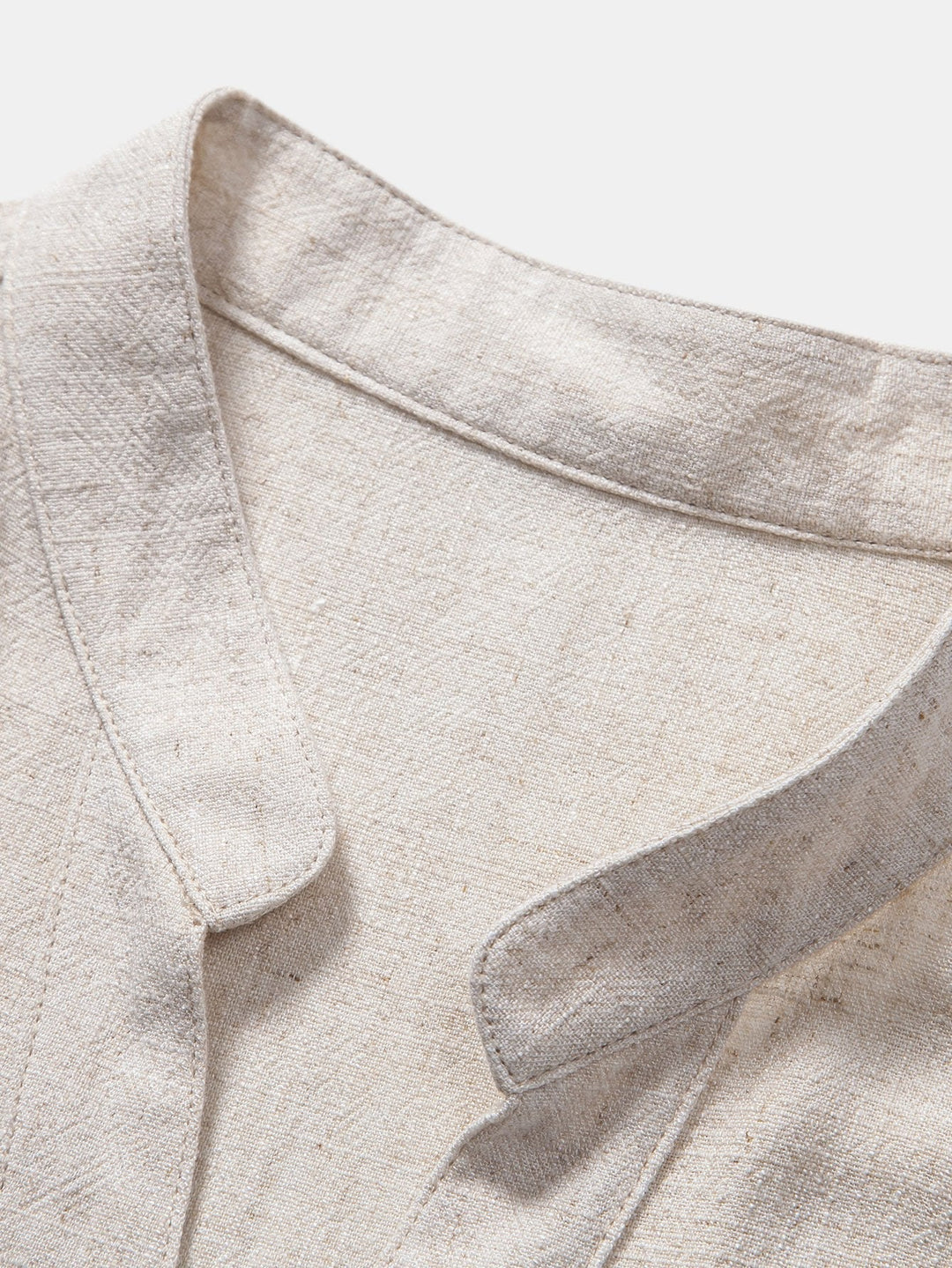 V-neck Linen Rayon Blend Shirt & Straight Leg Linen Pants