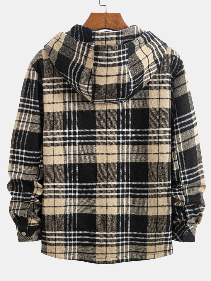 Teddy Gevoerde Flanellen Geruite Hoodie Shirt