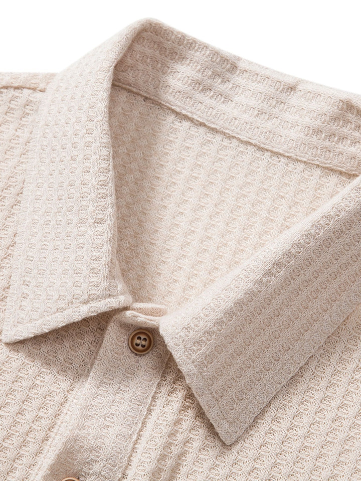 Knitted Waffle Polo Shirt & Waffle Drawstring Shorts