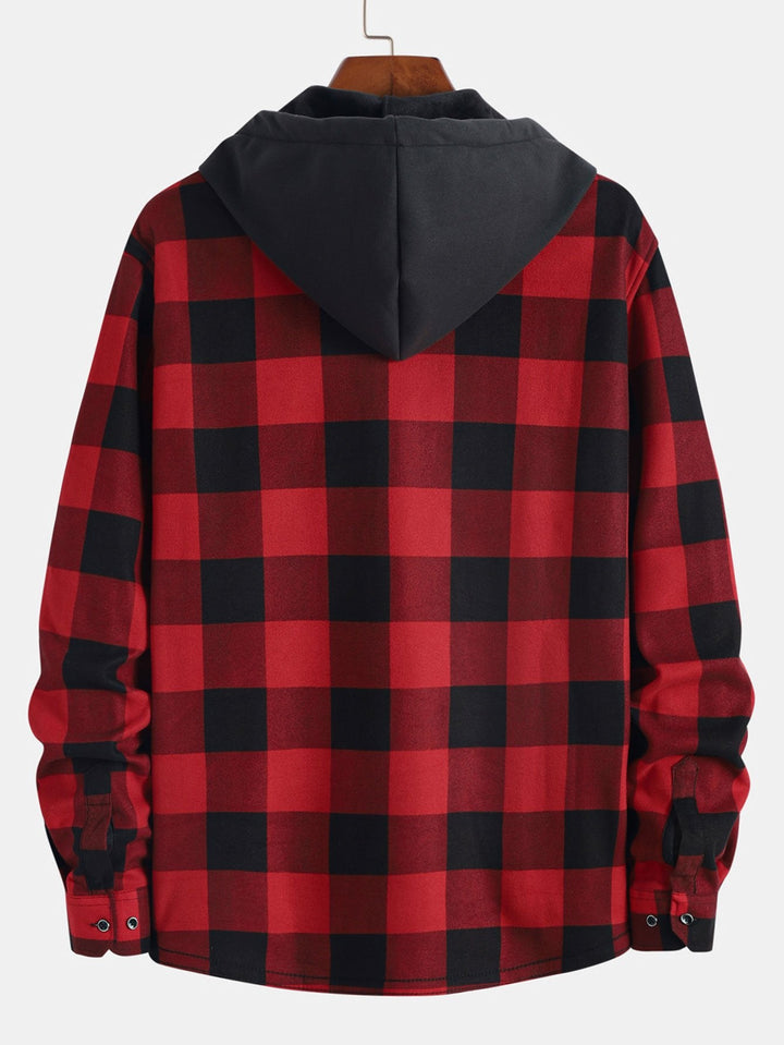 Flanellen fleece gevoerd hoodie shirt