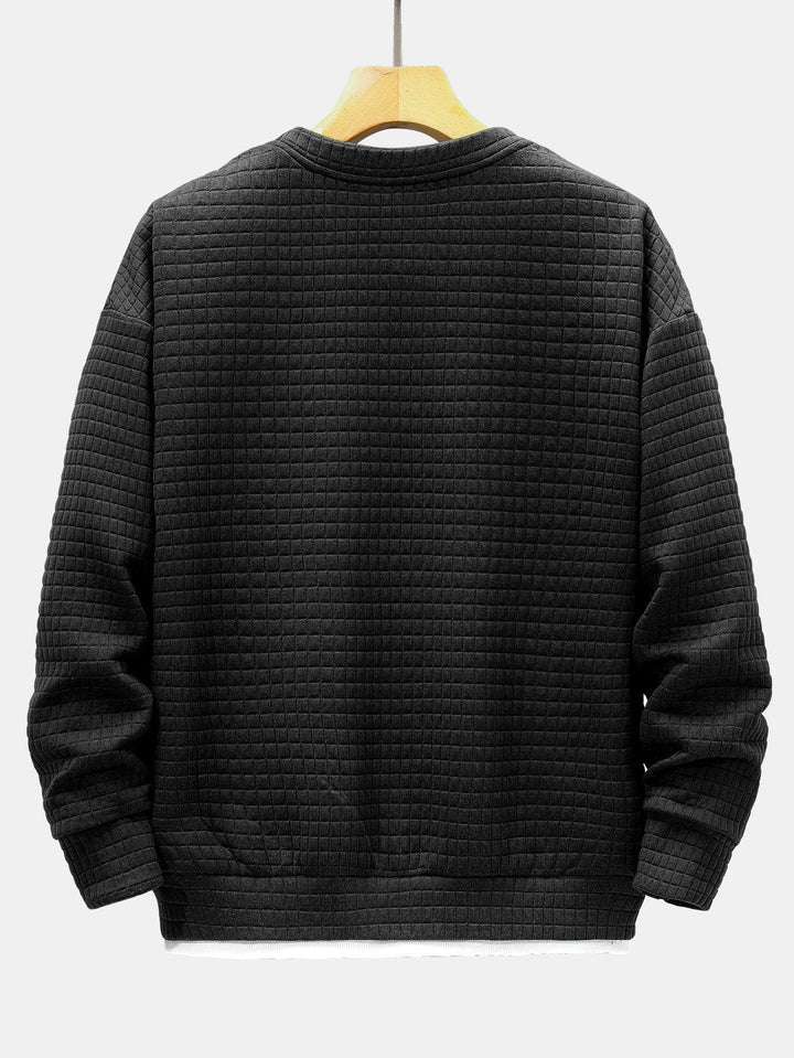 Relax Fit 2 In 1 Waffle Crew Neck Sweatshirt & Drawstring Waffle Jogger Pants