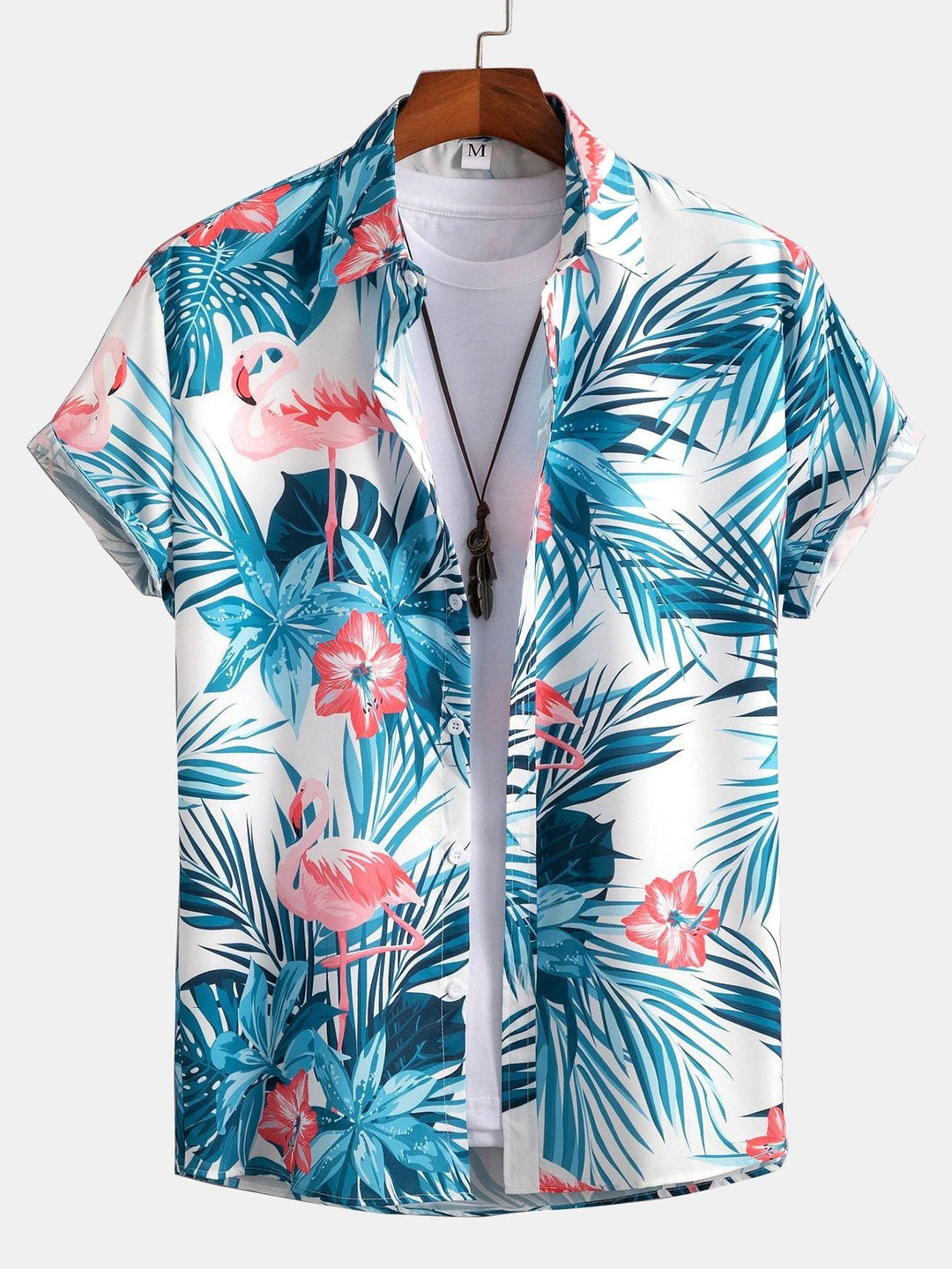 Flamingo Tropisch Print Knop-Up Shirt & Zwemshorts