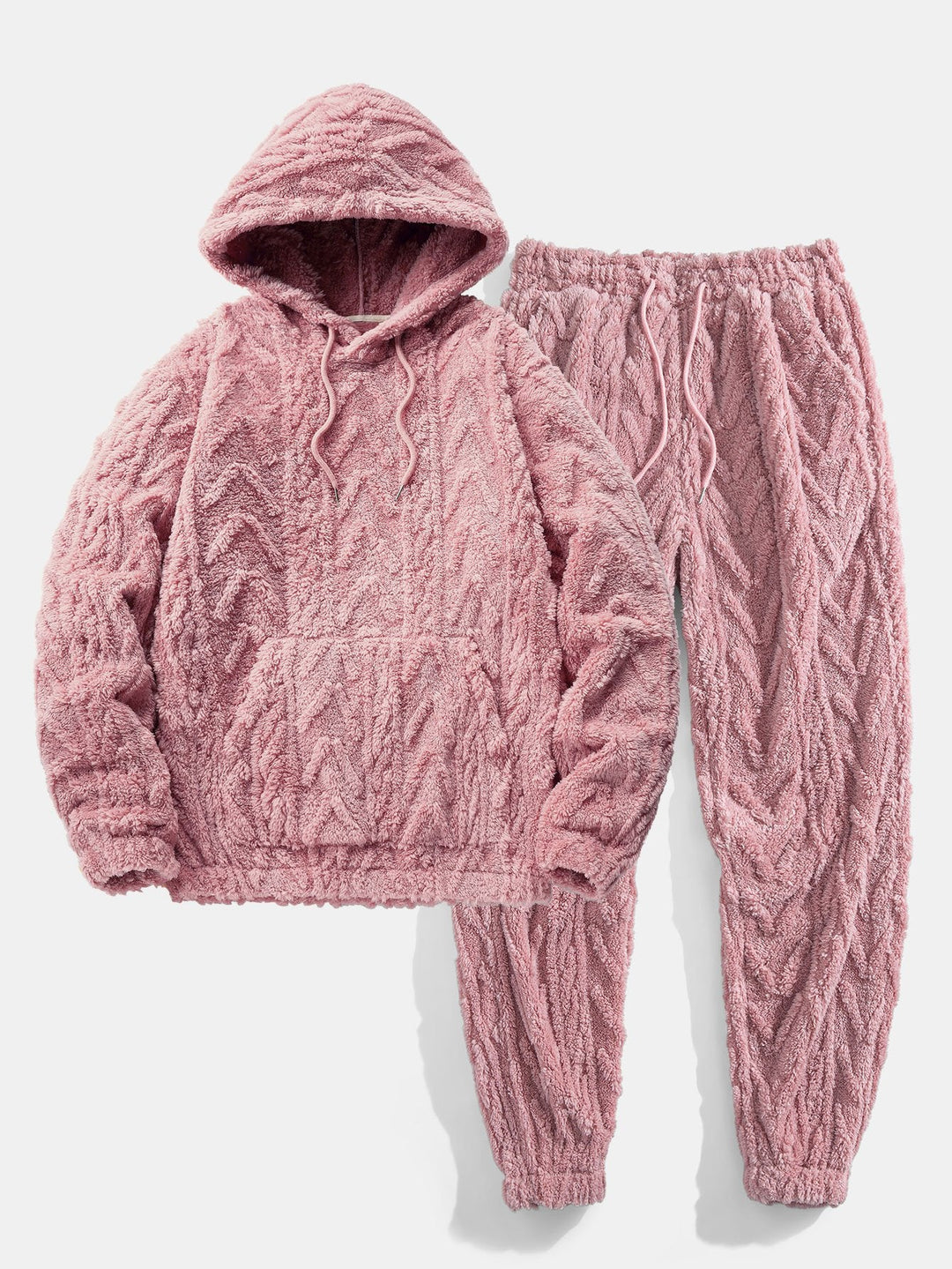 Geometrische Jacquard Teddy Hoodie & Joggingbroek
